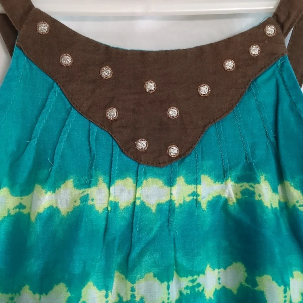 Calypso St. Barth | Tropical Boho Tie Dye Strappy Turquoise LimeTop | 4T